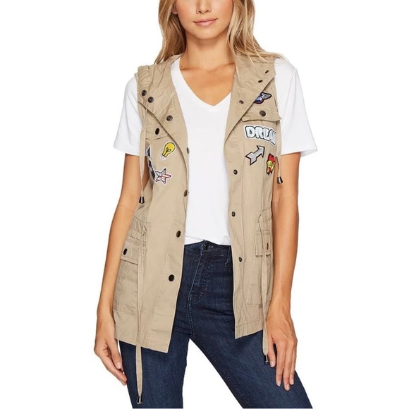 Romeo & Juliet Couture Jackets & Blazers - Romeo & Juliet Couture Hooded Vest with Varsity Patches NWT